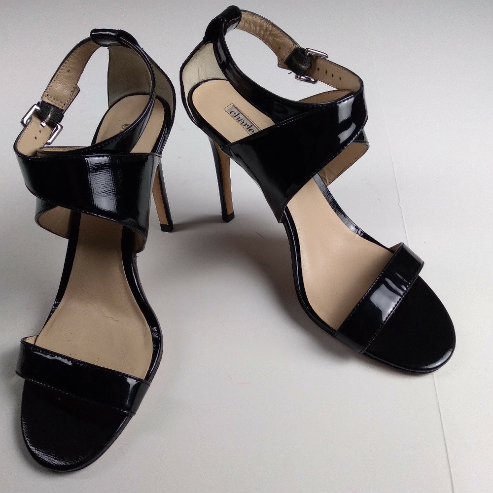 David Charles black patent stilettos size 8